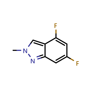 Chemical structure of 4,6-Difluoro-2-methyl-2H-indazole , CAS 2750562-40-2, AChemBlock AD267921