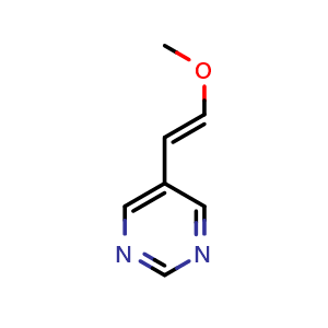 Chemical structure of (E)-5-(2-Methoxyvinyl)pyrimidine , CAS 2763058-82-6, AChemBlock AD267922