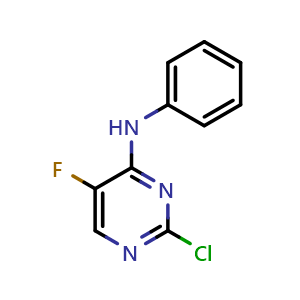 Chemical structure of 2-Chloro-5-fluoro-N-phenylpyrimidin-4-amine , CAS 280581-64-8, AChemBlock AD267926