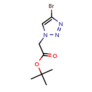 Chemical structure of tert-Butyl 2-(4-bromo-1H-1,2,3-triazol-1-yl)acetate , CAS 2839143-83-6, AChemBlock AD267928