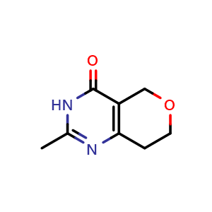 Chemical structure of 2-methyl-3,5,7,8-tetrahydro-4H-pyrano[4,3-d]pyrimidin-4-one , CAS 284028-94-0, AChemBlock AD267929