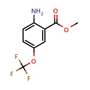 Chemical structure of Methyl 2-amino-5-(trifluoromethoxy)benzoate , CAS 312295-61-7, AChemBlock AD267940