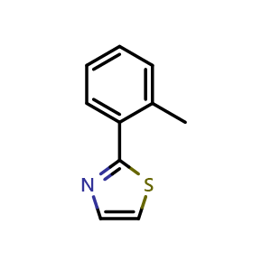 Chemical structure of 2-(o-tolyl)thiazole , CAS 39187-97-8, AChemBlock AD267960