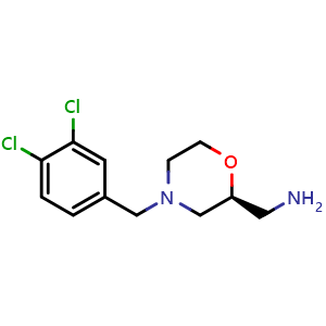 Chemical structure of (S)-(4-(3,4-dichlorobenzyl)morpholin-2-yl)methanamine , CAS 407640-11-3, AChemBlock AD267964