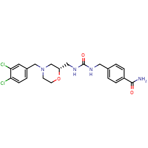 Chemical structure of (S)-4-((3-((4-(3,4-dichlorobenzyl)morpholin-2-yl)methyl)ureido)methyl)benzamide , CAS 408303-43-5, AChemBlock AD267965