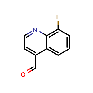 Chemical structure of 8-fluoroquinoline-4-carbaldehyde , CAS 496792-30-4, AChemBlock AD267975