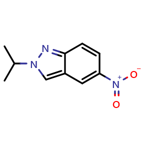 Chemical structure of 2-isopropyl-5-nitro-2H-indazole , CAS 500889-09-8, AChemBlock AD267979