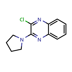 Chemical structure of 2-Chloro-3-(pyrrolidin-1-yl)quinoxaline , CAS 57049-94-2, AChemBlock AD267990