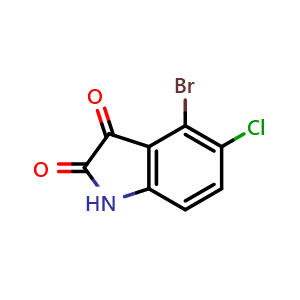 Chemical structure of 4-bromo-5-chloroindoline-2,3-dione , CAS 65971-75-7, AChemBlock AD268008
