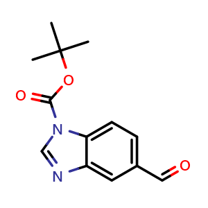 Chemical structure of tert-Butyl 5-formyl-1H-benzo[d]imidazole-1-carboxylat , CAS 774239-53-1, AChemBlock AD268028