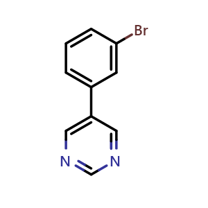 Chemical structure of 5-(3-bromophenyl)pyrimidine , CAS 847260-47-3, AChemBlock AD268038
