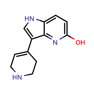 Chemical structure of 3-(1,2,3,6-tetrahydropyridin-4-yl)-1H-pyrrolo[3,2-b]pyridin-5-ol , CAS 879089-64-2, AChemBlock AD268055