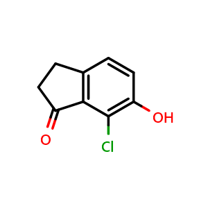 Chemical structure of 7-Chloro-6-hydroxy-2,3-dihydro-1H-inden-1-one , CAS 90273-28-2, AChemBlock AD268062
