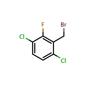Chemical structure of 2-(Bromomethyl)-1,4-dichloro-3-fluorobenzene , CAS 916420-69-4, AChemBlock AD268071