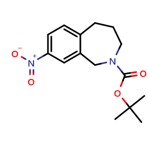 Chemical structure of tert-Butyl 8-nitro-1,3,4,5-tetrahydro-2H-benzo[c]azepine-2-carboxylate , CAS 939043-40-0, AChemBlock AD268081