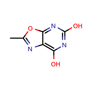 Chemical structure of 2-Methyloxazolo[5,4-d]pyrimidine-5,7-diol , CAS 1015697-99-0, AChemBlock AD268092