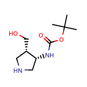 Chemical structure of [cis-4-(Boc-amino)pyrrolidin-3-yl]methanol , CAS 1202067-43-3, AChemBlock AD268097
