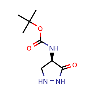 Chemical structure of (R)-tert-Butyl (3-oxopyrazolidin-4-yl)carbamate , CAS 132203-84-0, AChemBlock AD268108