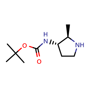 Chemical structure of (2R,3S)-tert-Butyl 2-methylpyrrolidin-3-ylcarbamate , CAS 1932147-86-8, AChemBlock AD268125