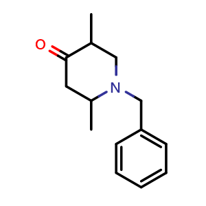 Chemical structure of 1-Benzyl-2,5-dimethylpiperidin-4-one , CAS 63791-75-3, AChemBlock AD268147