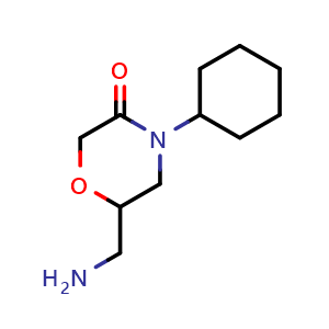 Chemical structure of 6-(Aminomethyl)-4-cyclohexylmorpholin-3-one , CAS 1017347-62-4, AChemBlock AD268163