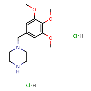 Chemical structure of 1-(3,4,5-Trimethoxy-benzyl)-piperazinedihydrochloride , CAS 107049-57-0, AChemBlock AD268168