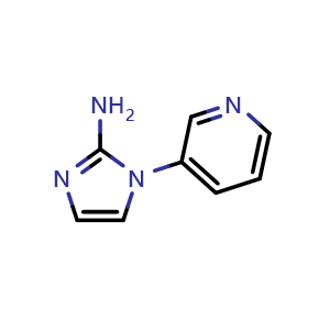 Chemical structure of 1-(Pyridin-3-yl)-1H-imidazol-2-amine , CAS 1211541-66-0, AChemBlock AD268188