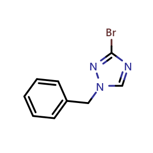 Chemical structure of 1-Benzyl-3-bromo-1H-1,2,4-triazole , CAS 1219543-17-5, AChemBlock AD268192