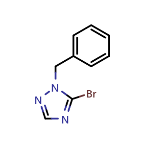 Chemical structure of 1-Benzyl-5-bromo-1H-1,2,4-triazole , CAS 1352925-80-4, AChemBlock AD268208