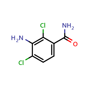 Chemical structure of 3-Amino-2,4-dichlorobenzamide , CAS 1360623-95-5, AChemBlock AD268209