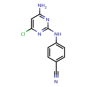 Chemical structure of 4-(4-Amino-6-chloropyrimidin-2-ylamino)benzonitrile , CAS 1398507-08-8, AChemBlock AD268212