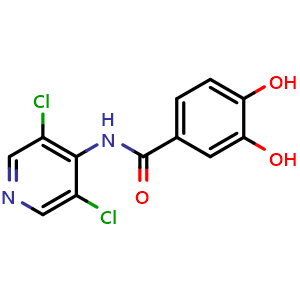 Chemical structure of N-(3,5-dichloropyridin-4-yl)-3,4-dihydroxybenzamide , CAS 1412448-29-3, AChemBlock AD268214