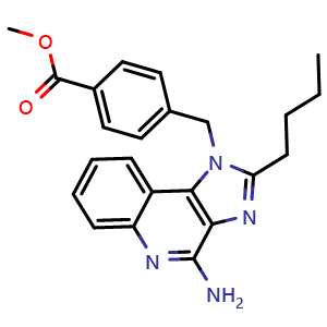 Chemical structure of Methyl 4-((4-amino-2-butyl-1H-imidazo[4,5-c]quinolin-1-yl)methyl)benzoate , CAS 1510714-10-9, AChemBlock AD268226
