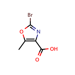 Chemical structure of 2-Bromo-5-methyloxazole-4-carboxylic acid , CAS 1511684-79-9, AChemBlock AD268227
