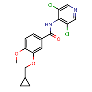 Chemical structure of 3-(Cyclopropylmethoxy)-N-(3,5-dichloropyridin-4-yl)-4-methoxybenzamide , CAS 159782-26-0, AChemBlock AD268237