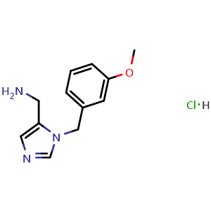 Chemical structure of [1-(3-Methoxybenzyl)-1h-imidazol-5-yl]methanamine hydrochloride , CAS 1707358-77-7, AChemBlock AD268247