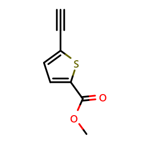 Chemical structure of Methyl 5-ethynylthiophene-2-carboxylate , CAS 177575-26-7, AChemBlock AD268250
