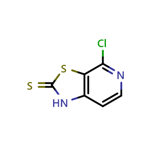 Chemical structure of 4-Chlorothiazolo[5,4-c]pyridine-2(1H)-thione , CAS 1799855-16-5, AChemBlock AD268251