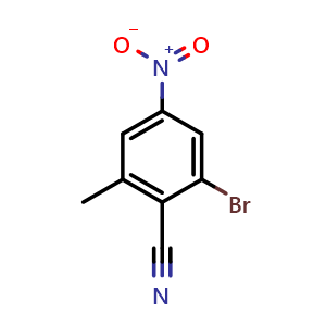 Chemical structure of 2-Bromo-6-methyl-4-nitrobenzonitrile , CAS 1805553-90-5, AChemBlock AD268252
