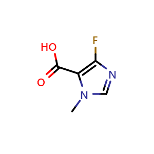Chemical structure of 4-Fluoro-1-methyl-1H-imidazole-5-carboxylic acid , CAS 2092496-27-8, AChemBlock AD268271