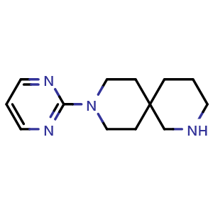 Chemical structure of 9-(Pyrimidin-2-yl)-2,9-diazaspiro[5.5]undecane , CAS 2107516-28-7, AChemBlock AD268273