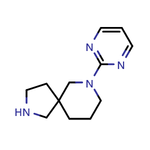 Chemical structure of 7-(Pyrimidin-2-yl)-2,7-diazaspiro[4.5]decane , CAS 2110100-76-8, AChemBlock AD268274