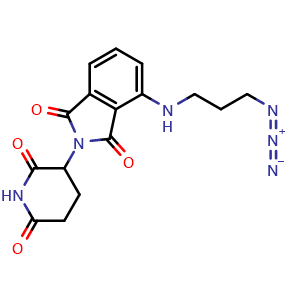 Chemical structure of 4-(3-Azidopropylamino)-2-(2,6-dioxopiperidin-3-yl)isoindole-1,3-dione , CAS 2357108-05-3, AChemBlock AD268286