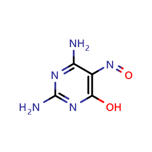 Chemical structure of 2,4-Diamino-6-hydroxy-5-nitrosopyrimidine , CAS 2387-48-6, AChemBlock AD268287