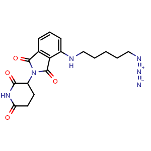 Chemical structure of 4-(5-azidopentylamino)-2-(2,6-dioxopiperidin-3-yl)isoindole-1,3-dione , CAS 2434629-02-2, AChemBlock AD268288