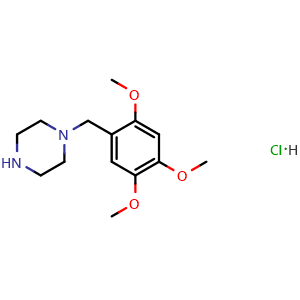 Chemical structure of 1-(2,4,5-trimethoxybenzyl)piperazine hydrochloride , CAS 2518359-32-3, AChemBlock AD268291