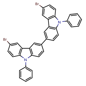 Chemical structure of 6,6'-Dibromo-9,9'-diphenyl-3,3'-bicarbazole , CAS 354135-75-4, AChemBlock AD268314