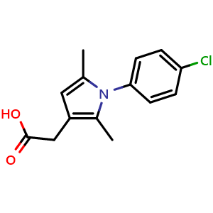 Chemical structure of 2-[1-(4-chlorophenyl)-2,5-dimethylpyrrol-3-yl]acetic acid , CAS 42779-82-8, AChemBlock AD268329
