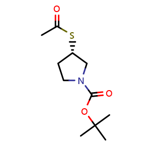 Chemical structure of tert-Butyl (3S)-3-acetylsulfanylpyrrolidine-1-carboxylate , CAS 444100-61-2, AChemBlock AD268334