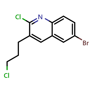Chemical structure of 6-Bromo-2-chloro-3-(3-chloropropyl)quinoline , CAS 612494-85-6, AChemBlock AD268357